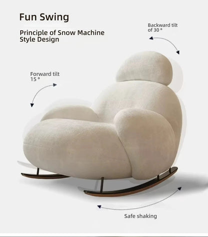 Big white Internet celebrity rocking chair lazy sofa single rocking cream living room lazy chair simple balcony bedroom