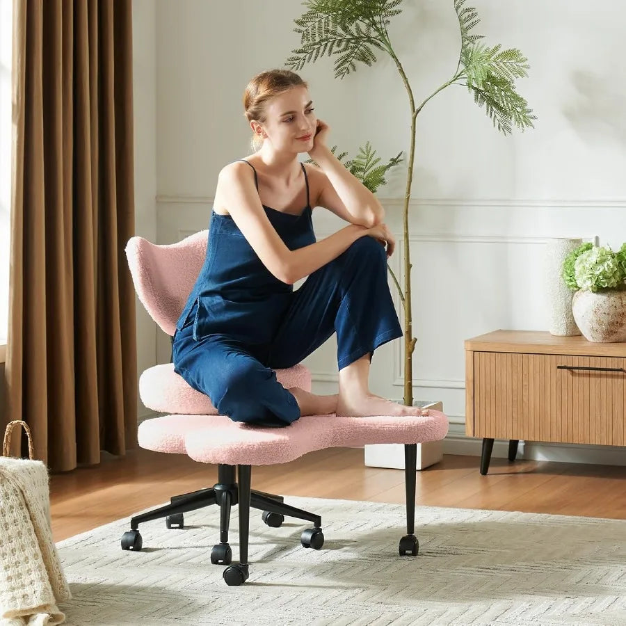 Ergonomic Cross Legged Chair 360 Swivel Meditation Chair with Wheels Height Adjustable Seat for ADHD Strong Lumbar Support Chic