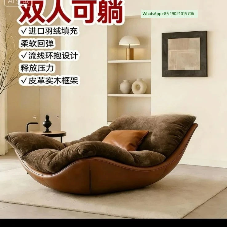 Italian minimalist living room couple double sofa recliner advanced reclining sleeping lazy sofa down