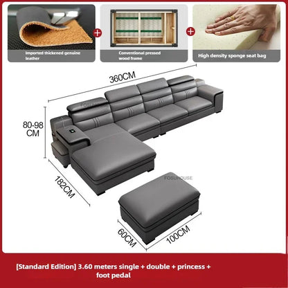 Luxury Leather Living Room Sofas Italian Home Sofa Bed Recliner Modern Designer Ergonomic Back Sofa Living Room Furniture