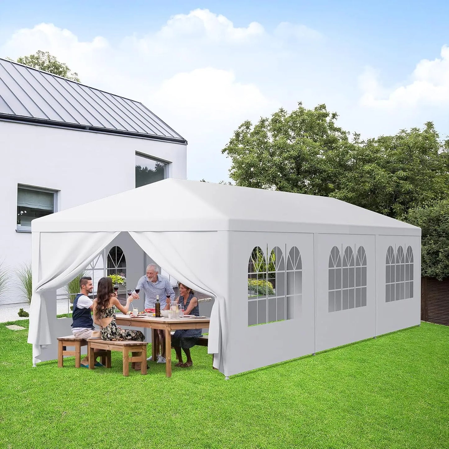 10x30 Party Tent Outdoor Canopy Tents for Parties with 8 Removable Sidewalls Heavy Duty Waterproof Gazebo Shelter, Customized
