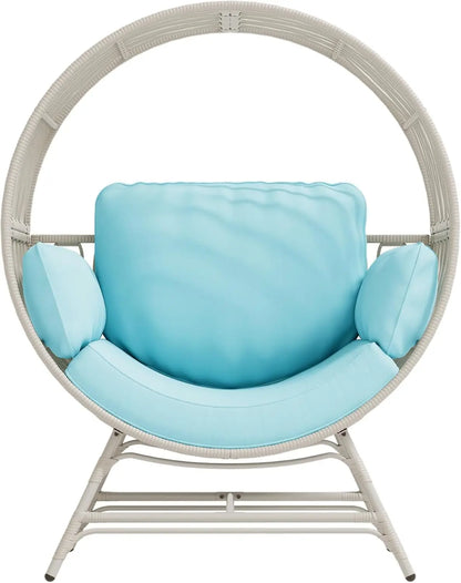 Egg Chair Outdoor Indoor, Oversized Rattan Chair with Thicken Cushion, 510LBS Capacity Wicker Patio Lounge Chair