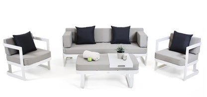 #v White Modern Cheap Patio Conversation Loveseat Couch Furniture Outdoor Garden Aluminum Sectional Sofa Set on Sale