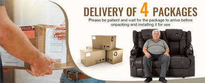 Redlife Loveseat Electric Recliner Sofa for Seniors, Massage & Heat,Dual Motor,350LBS Capacity,Cat-Claw Leather,For Living Room