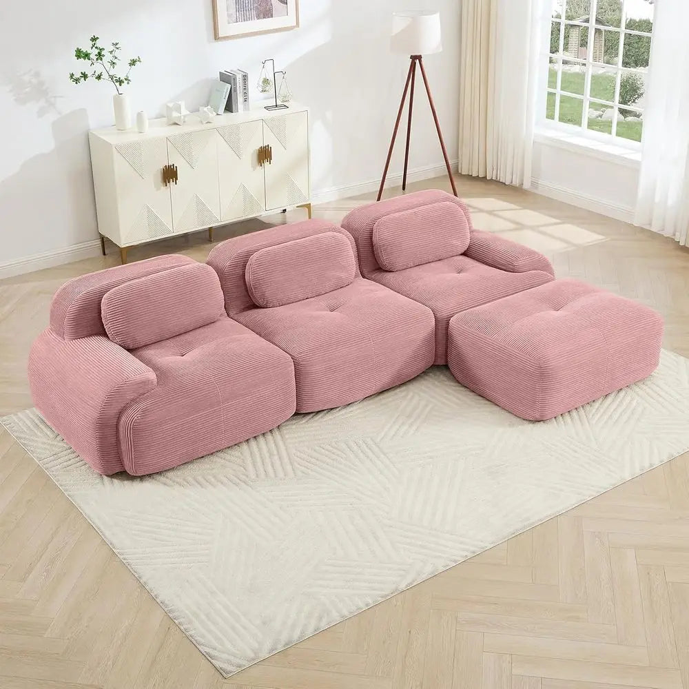 Pink Ottoman for  Sectional Soa, Corduroy Deep Seat or Oversized Compred BonelSectional Couches or Living Room Bedroom ,only  Ottoman