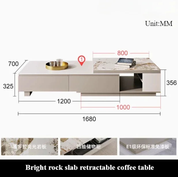 Extendable Nordic Luxury Coffee Table Multi Function Storage Sofa Modern Coffee Table Smart Design Beistelltisch Home Furniture
