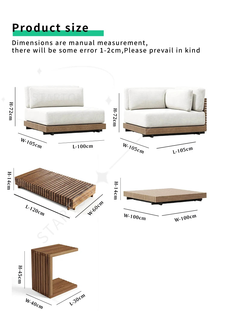 High End Teak Wood Outdoor Furniture Sofa Set Hotel Garden Patio High Quality Outdoor Furniture