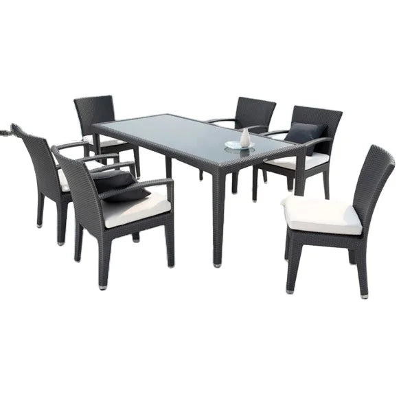 High Quality Flat Rattan Dinning Table and Chair Outdoor Furniture Garden Patio Set Outdoor Garden Furniture Sets