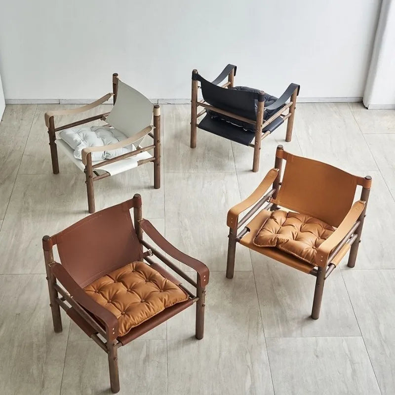 Nordic Living Room Chairs Solid Wood Armchair with Backrest Portable Relaxing Lounge Chair Luxury Sofa Chair Home Furniture