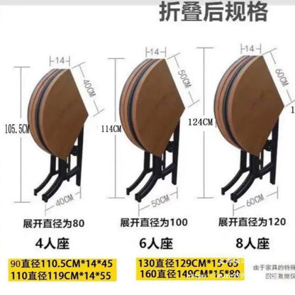 Modern simple solid wood round folding dining table multi-functional wrought iron household small apartment