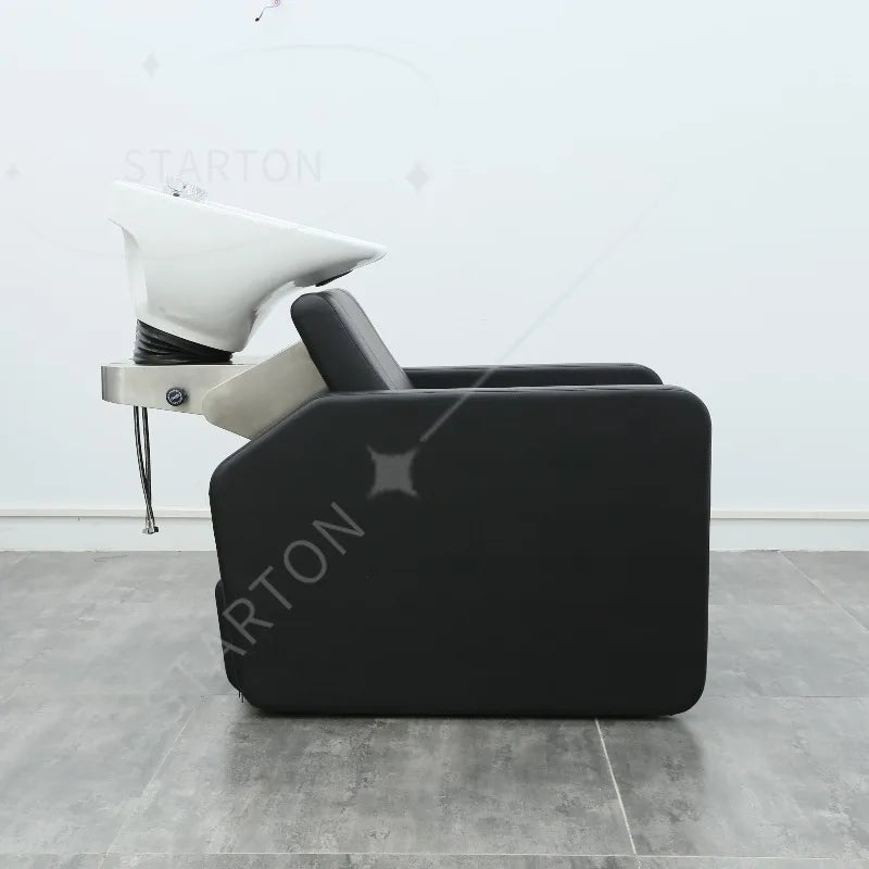 Luxury Electric Height Adjustable Shampoo Chair with Durable Ceramic Basin Modern Design