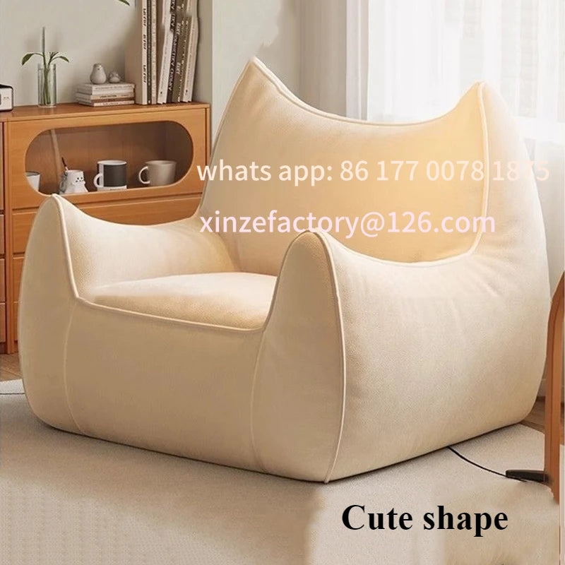 Customizable Living Room Sofas Simple Bedroom 1-person Lazy Sofa Comfortable Bean Bag Chair with Footrest Home Decoration