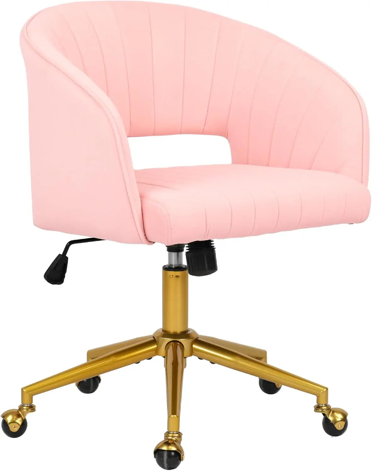 Home Office Chair Swivel Velvet Desk Chair Accent Armchair Upholstered Modern Tufted Chairs with Gold Base for Girls Women