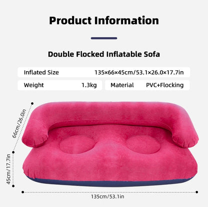 Double Inflatable Air Sofa Two-Seater Lazy Couch Heavy Duty Leak Proof Inflatable Lounge Furniture Indoor Outdoor Camping