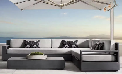 Villa Courtyard corner outdoor sofa Aluminum Furniture Hotel Outdoor Sunscreen Durable L-shaped Garden Sofa Customization