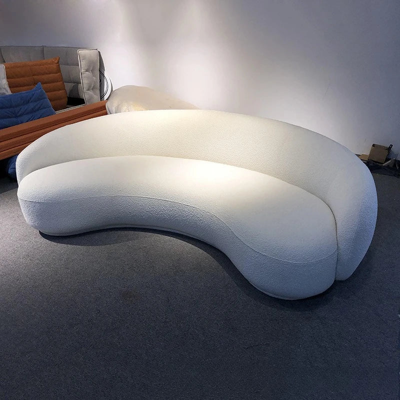 Italian minimalist sofa small apartment light luxury curved sofa moon arc cashew cream style fabric