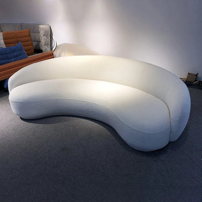 Italian minimalist sofa small apartment light luxury curved sofa moon arc cashew cream style fabric