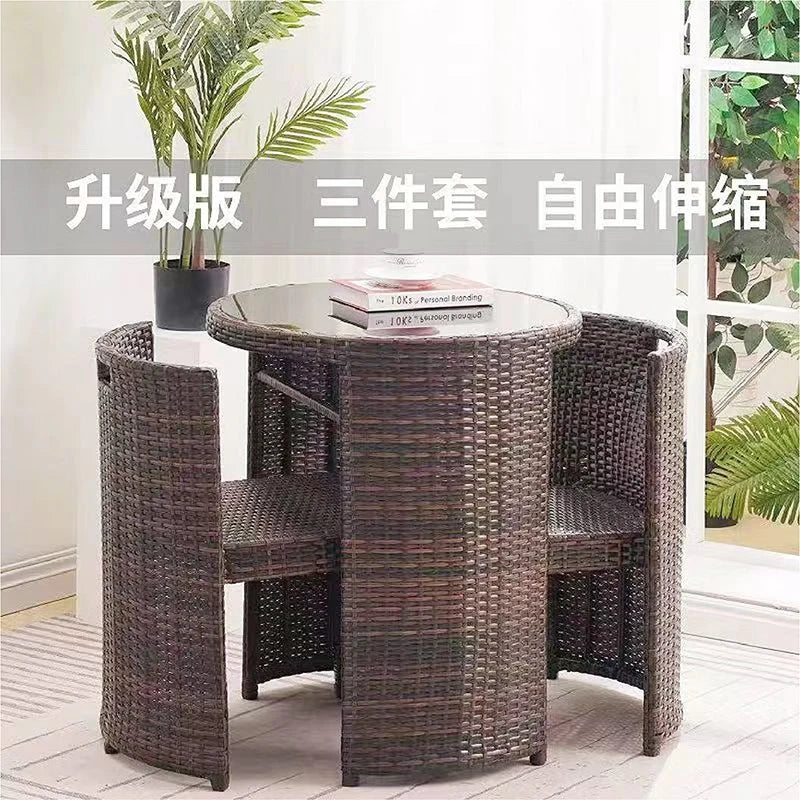 Balcony rattan chair three-piece outdoor courtyard combination small table and chair casual coffee table