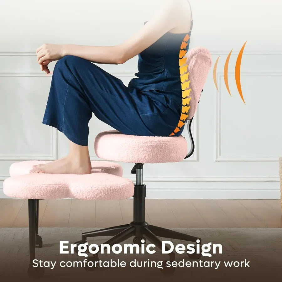 Ergonomic Cross Legged Chair 360 Swivel Meditation Chair with Wheels Height Adjustable Seat for ADHD Strong Lumbar Support Chic