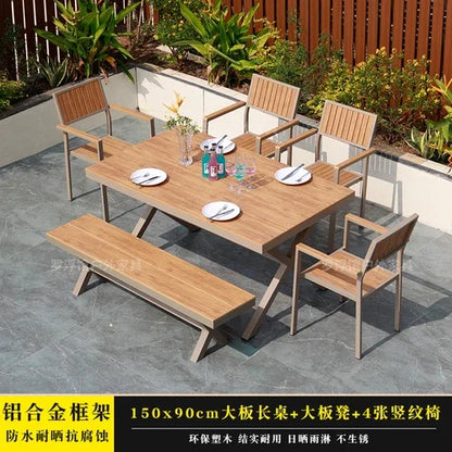 Courtyard table and chair outdoor balcony waterproof and sunscreen garden outdoor leisure table and chair combination
