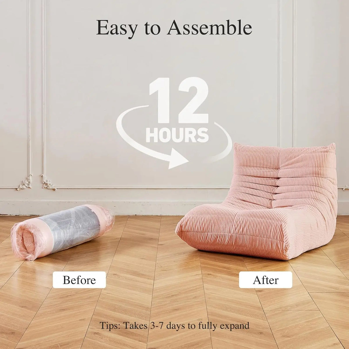 Lazy Sofa, Caterpillar Sofa | Classic Grey Sponge-Filled, Living Room Ready, No Electricity Needed