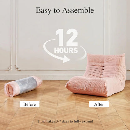 Lazy Sofa, Caterpillar Sofa | Classic Grey Sponge-Filled, Living Room Ready, No Electricity Needed