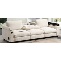 9635''Chenille Sectional Sofa with Bluetooth Speaker Comfy Cloud Couch Set with Drop Down Table Cup Holders USB Charger Storage