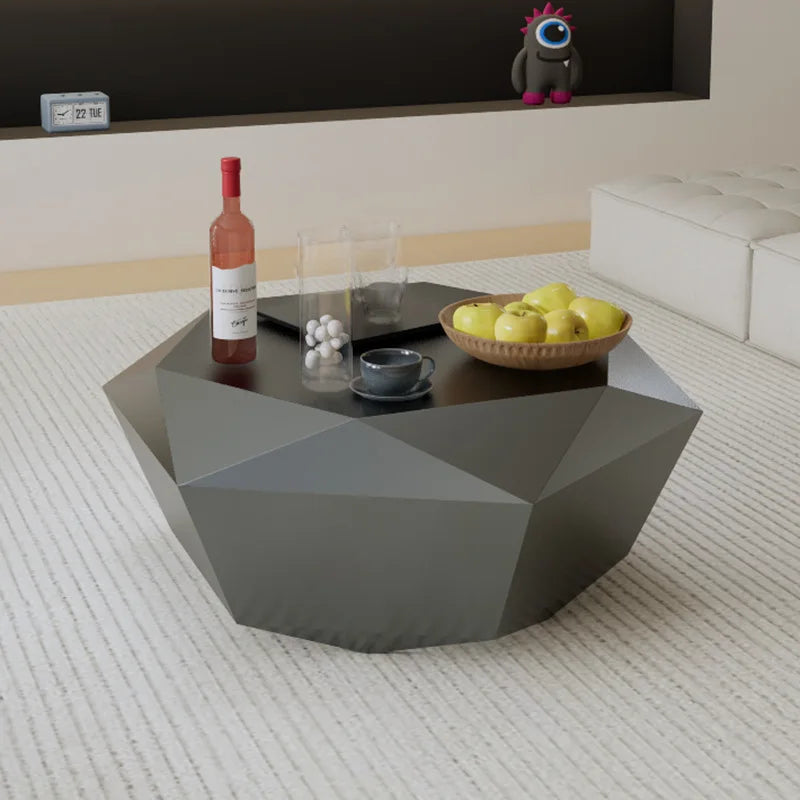 CZ  Steel Diamond-Shaped Coffee Table Modern Fashion Living Room Model Room Sales Office Mirror Titanium Small Coffee Table