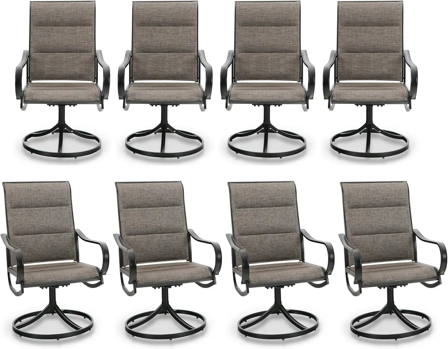 Outdoor Swivel Dining Chairs Set of 2 All Weather Patio Chairs with Padded Textilene Seat