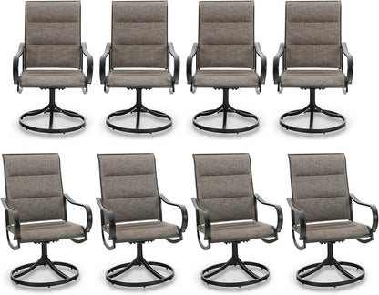 Outdoor Swivel Dining Chairs Set of 2 All Weather Patio Chairs with Padded Textilene Seat