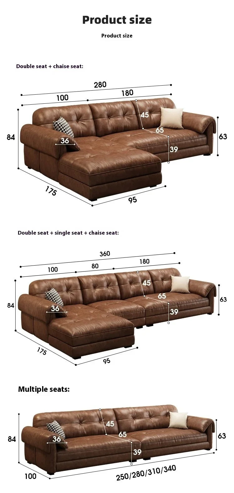 Minimalist Brown Sleep Sofa Faux Leather Designer Loveseat Lazy Sofa Couch Cloud Divano Da Soggiorno Living Room Furniture