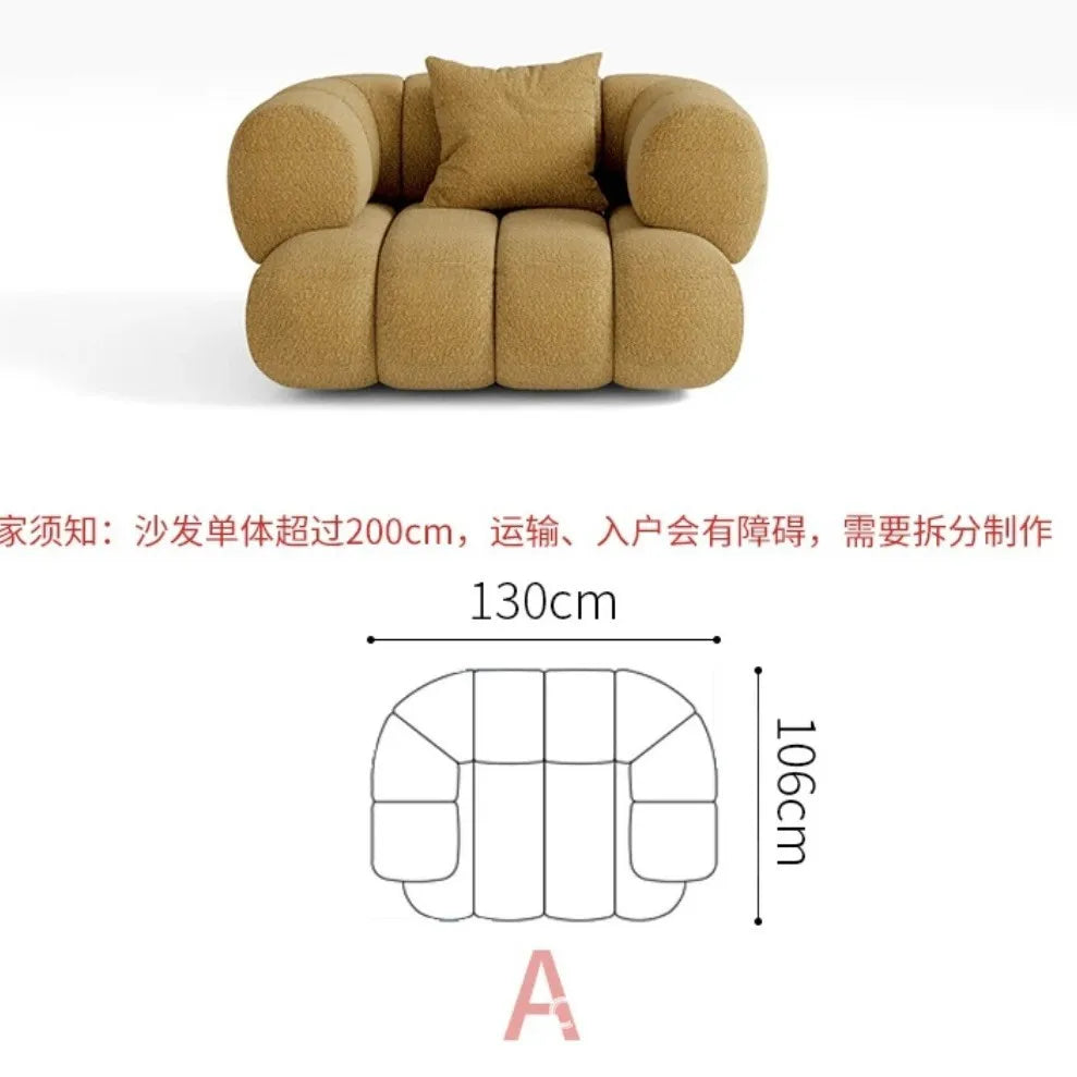 Living room cloud fabric sofa size apartment