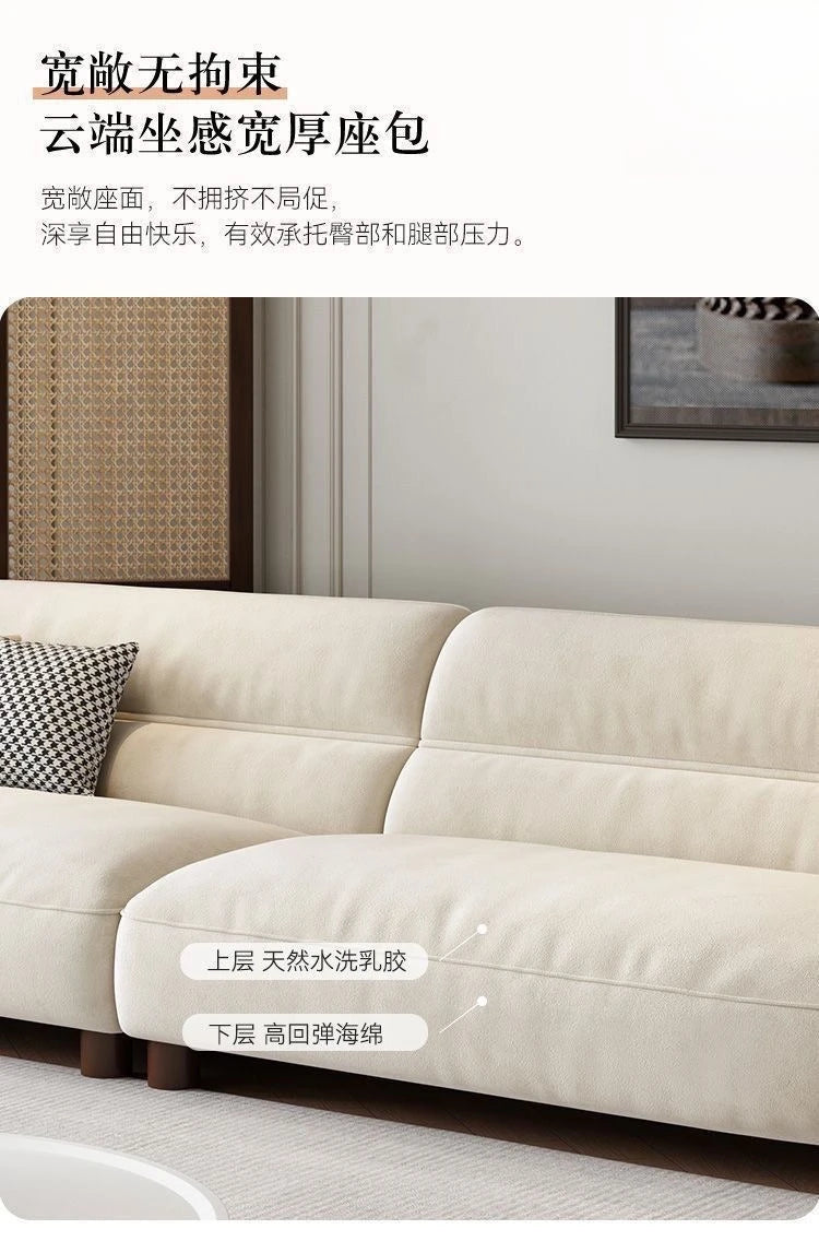 Sofa cream style, minimalist cat claw cloth leather art, small apartment living room arc sofa