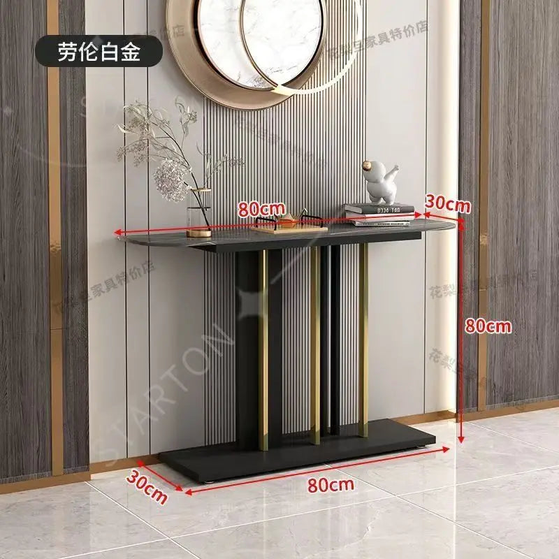Gold Console Table Industrial Hallway  for Entryway  43 Inch Entryway Tables Narrow Sofa Table for Living Room