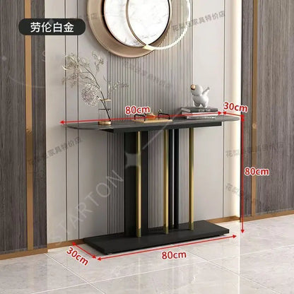 Gold Console Table Industrial Hallway  for Entryway  43 Inch Entryway Tables Narrow Sofa Table for Living Room