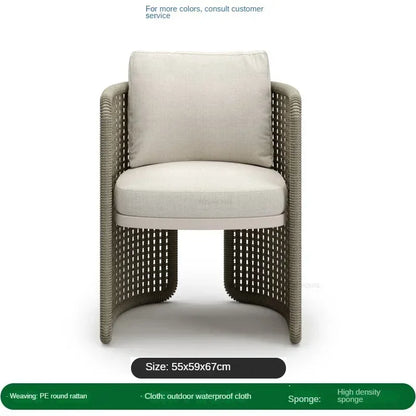 Luxury Rattan Outdoor Sofas Retro Garden Furniture Leisure Home Balcony Patio Set Nordic Rainproof and Sunproof Rope Sofa Chair
