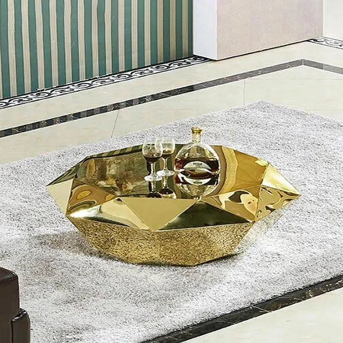 CZ  Steel Diamond-Shaped Coffee Table Modern Fashion Living Room Model Room Sales Office Mirror Titanium Small Coffee Table