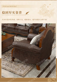 Solid wood leather sofa combination living room simple whole house furniture