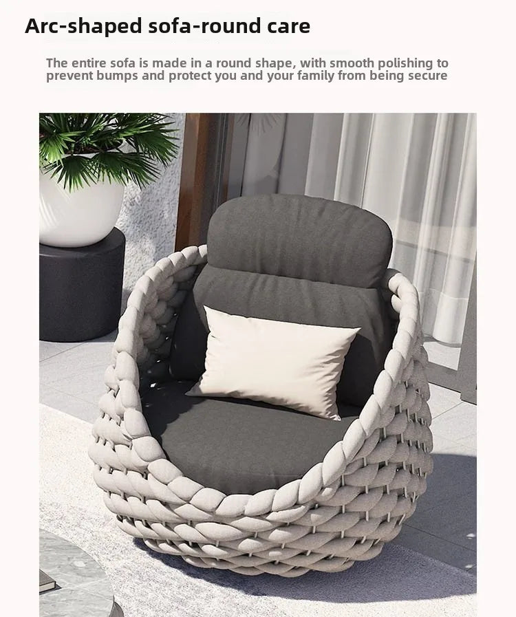 Outdoor Rattan Sofa Courtyard Combination Double Chair Leisure Terrace Villa Living Room Balcony Outdoor Seat Furniture Home