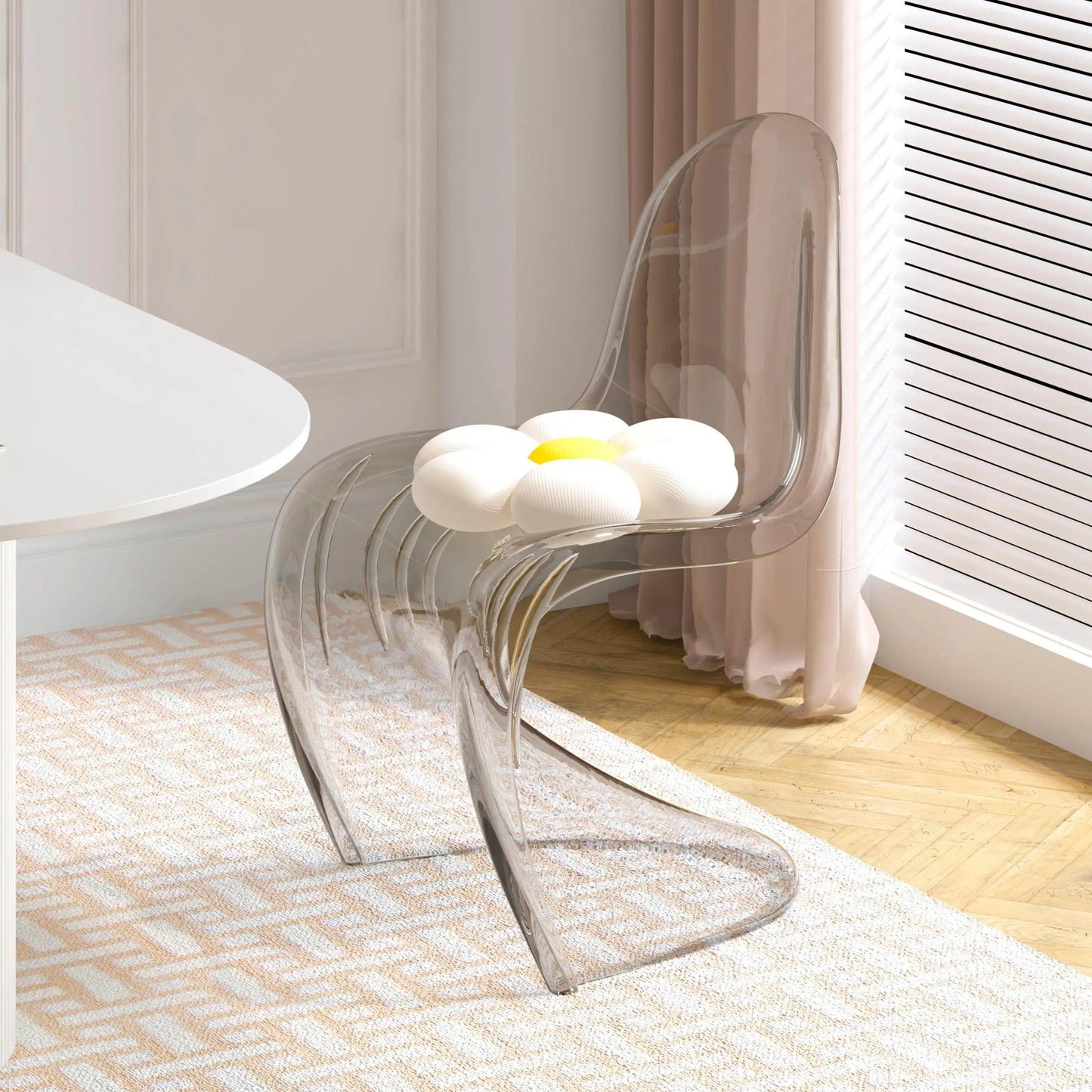 Acrylic transparent chair simple household light luxury high-end dining table chair makeup chair Pan Dong chair