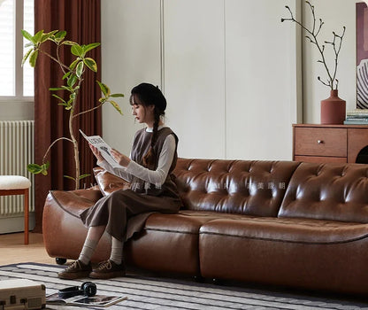 The original bean bag sofa, American retro style, oil wax leather, large sitting, deep, second-hand, first-hand leather, cowhide