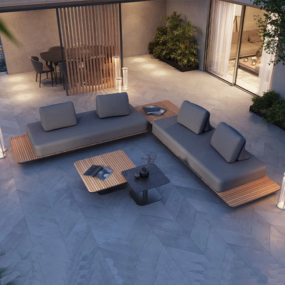 nvModern Simple Outdoor Patio Teak Aluminum Alloy Waterproof Corner Sofa Combination Outdoor Furniture&