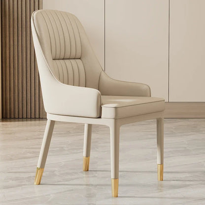 Modern Faux Dining Chairs Kitchen Metal Leather Nordic Home Dining Chairs Luxury European Chaises Salle Manger Furnitures