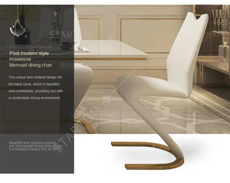 modern 2 Pieces Chairs Modern Simple Z Shape Dining Chair PU Leather Home Living Room Chair Only Chairs
