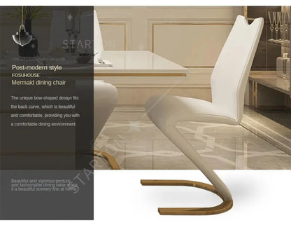 modern 2 Pieces Chairs Modern Simple Z Shape Dining Chair PU Leather Home Living Room Chair Only Chairs