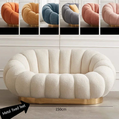 Modern Living Room Sofa Lambswool Pumpkin Sofa Chair Creative Home Balcony Swivel Lounge Chair Fitting Room Bedroom Single Sofas