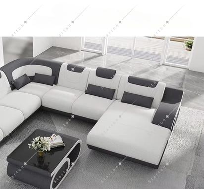 Living Room Luxury Corner Couches Furniture Set U Shape Cover Sectional Leather Sofa