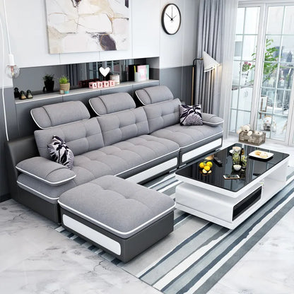 Fabric sofa small apartment simple modern three four living room combination High Quality