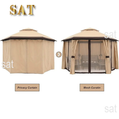 For 10'x10' Gazebos for Outdoor Hexagonal Gazebo with Netting and Privacy Curtains By, 120"L X 120"W X 110"H, 74.8 Pounds&