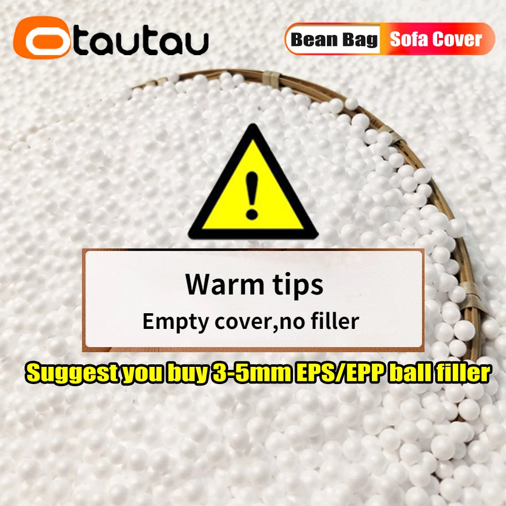 OTAUTAU Soft Cotton Bean Bag Cover Without Filler Chaise Lounge Recliner Sofa Bed Beanbag Pouf Sac with Footstool Ottoman SF027